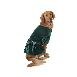 Merry & Bright™ Holiday Green Velvet Party Dog Dress - Medium